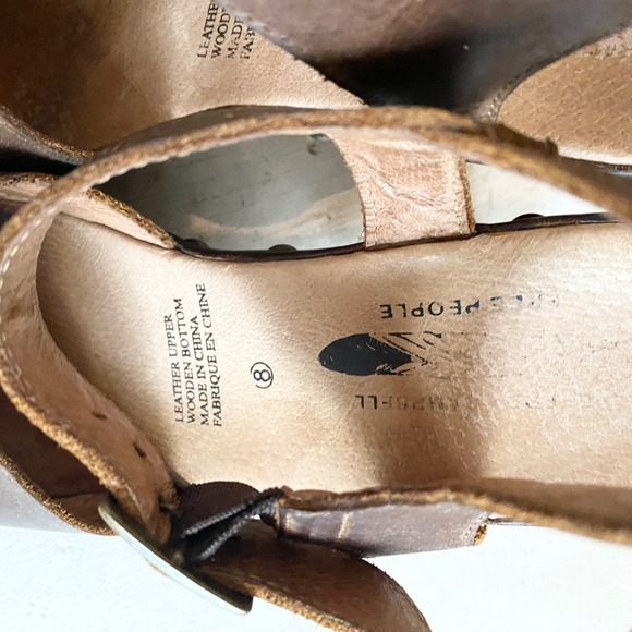 Free People Jeffrey Campbell Brown Leather Clog Platform Heel Sandals Women 8 - Picture 6 of 9